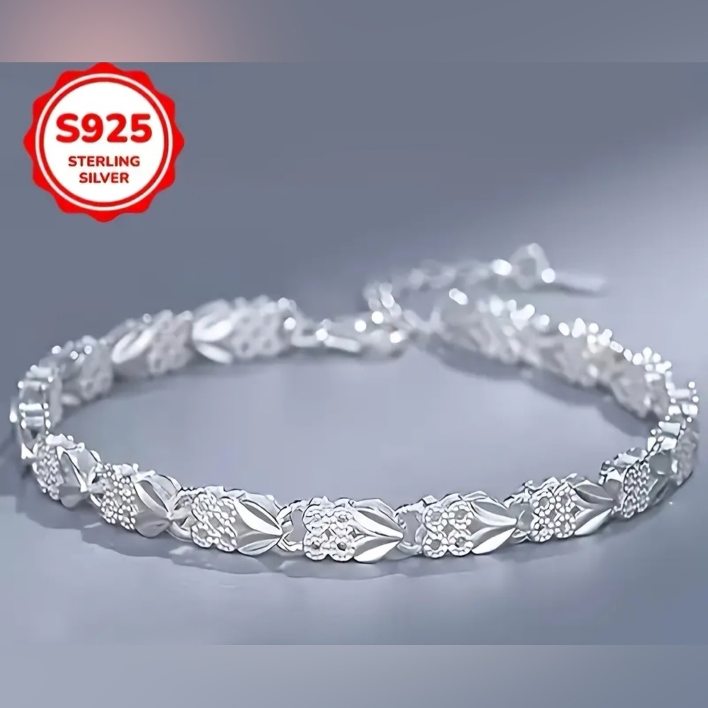 Silver Chevron Pattern Sterling Bracelet